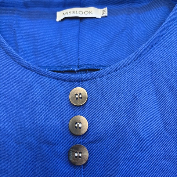MISSLOOK Royal Blue Buttoned Jumper Dress Size XXXL Cotton Teacher Smock Artsy - Picture 5 of 8